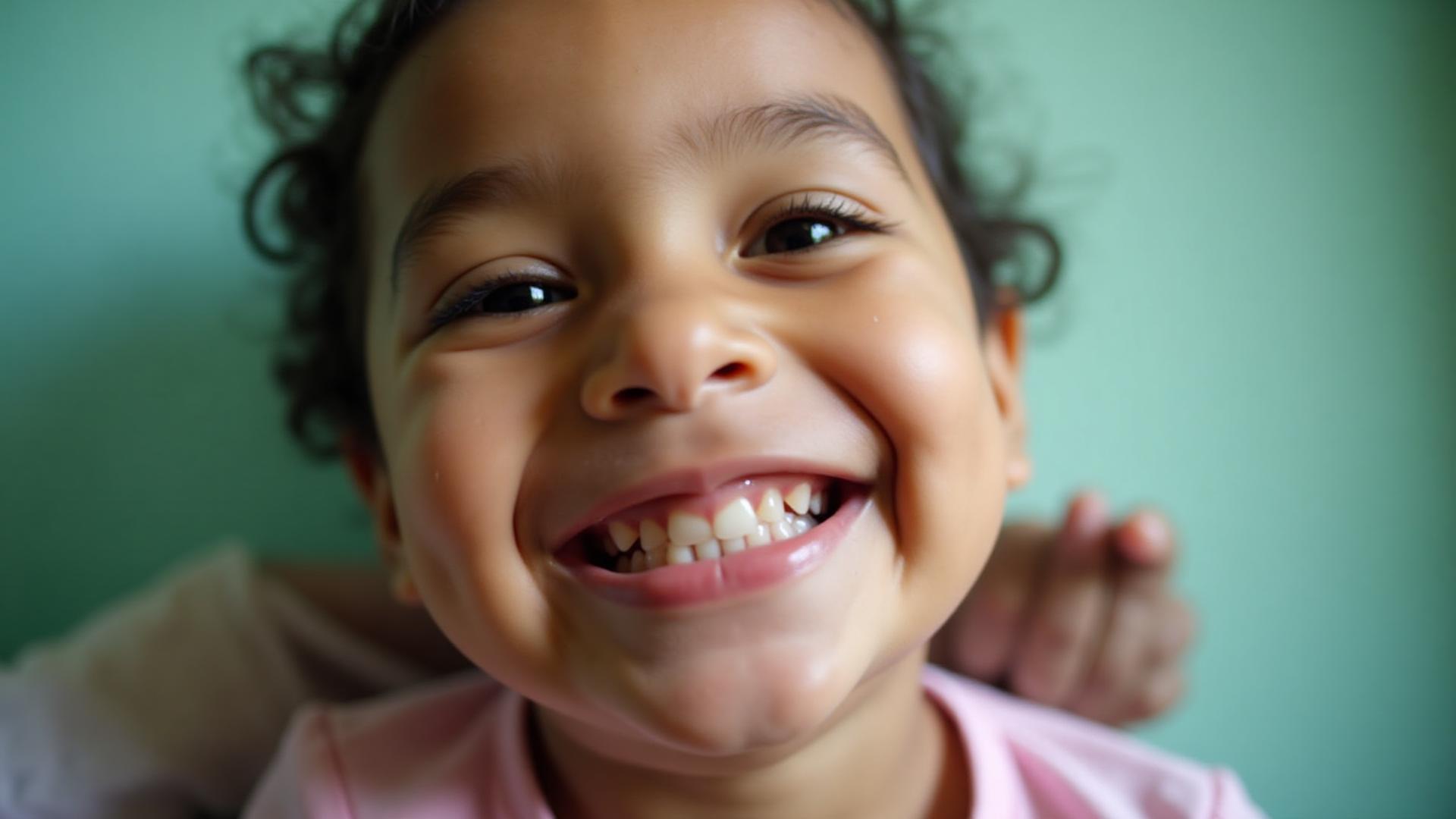 Niño sonriendo después de cirugía de labio leporino